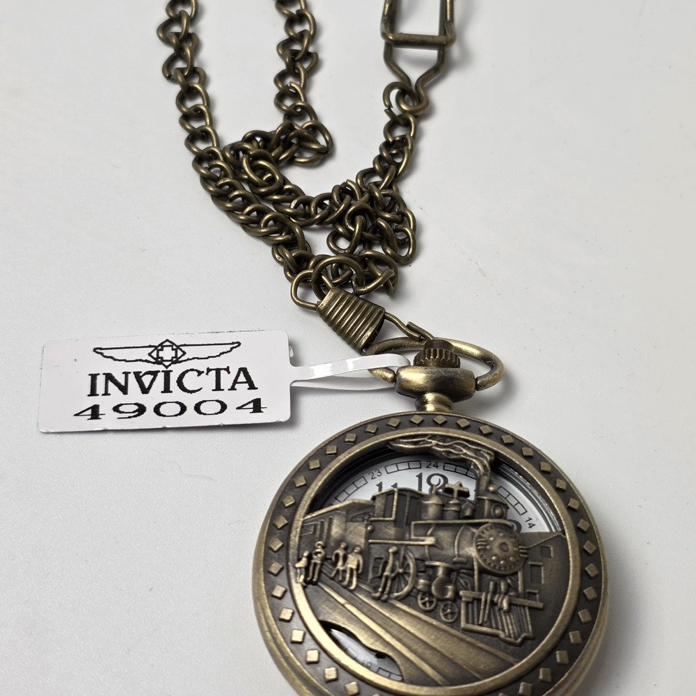 NEW Invicta Vintage Locomotive Pocket Watch - 47mm, Bronze (49004) #0504 - Picture 3 of 4